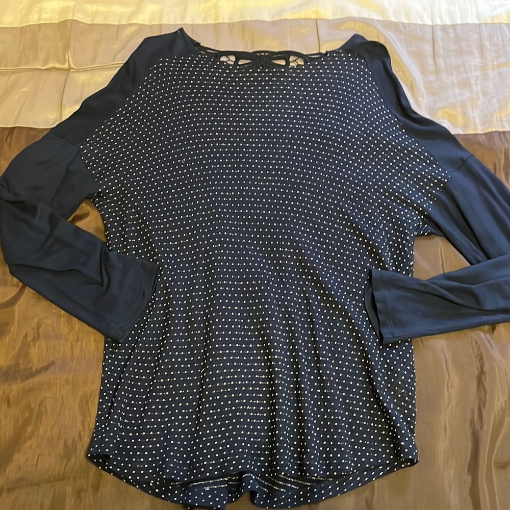 French Connection Blue Open Back Long Sleeve